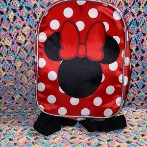 Red Polka Dot Minnie Mouse Kids Backpack - Unbranded